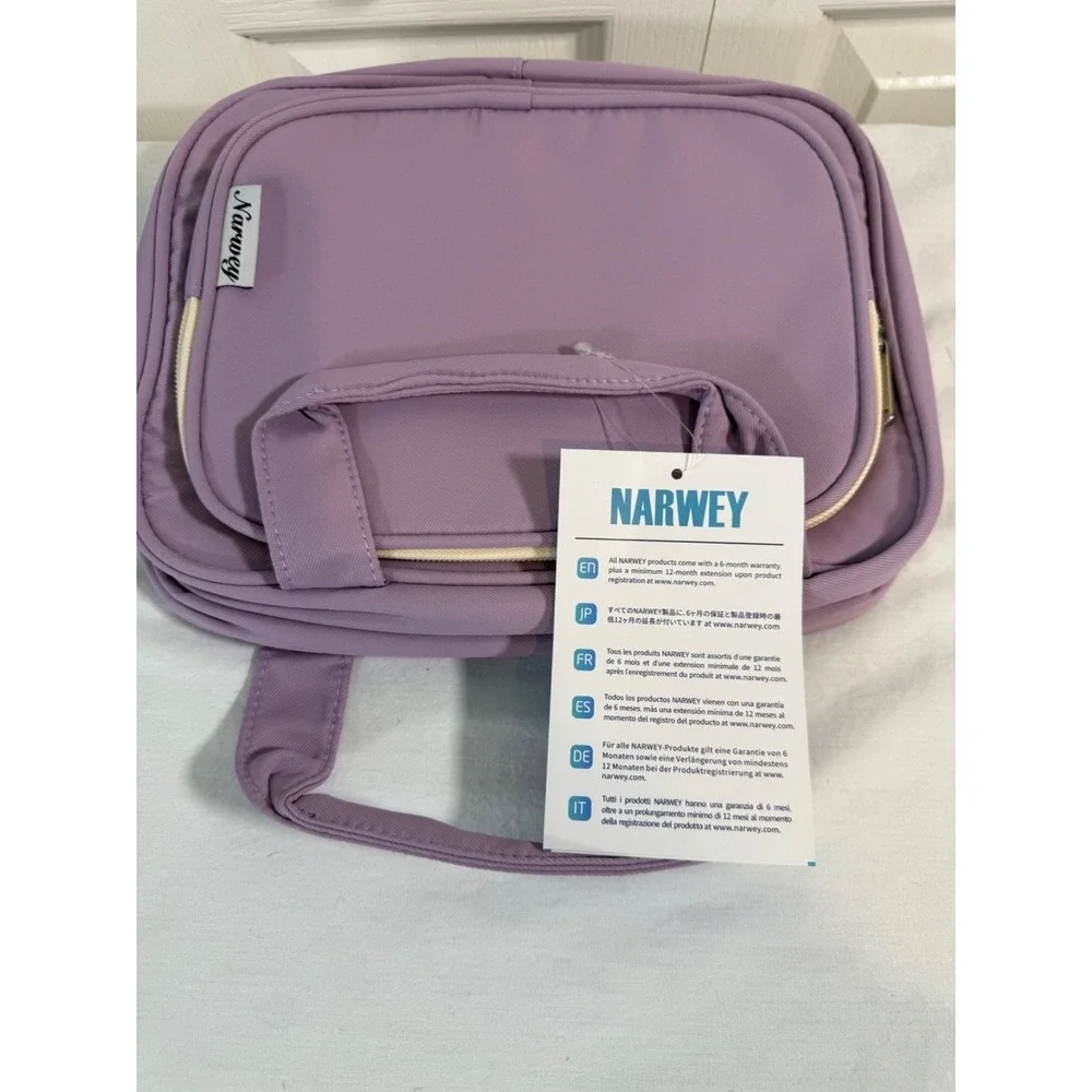 Narwey Hanging Travel Toiletry Bag Purple – Cosmetic Makeup Organizer Case NWT